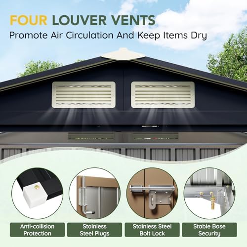 Outdoor Steel Storage Shed with Floor Frame 5 x 3 ft, Brown