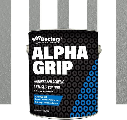 Alpha Grip Non-Slip Paint for Concrete & Asphalt – Non-Skid Coating Ideal for Striping Parking Lots, Playgrounds & Pavements (Light Gray, 1 Gallon)