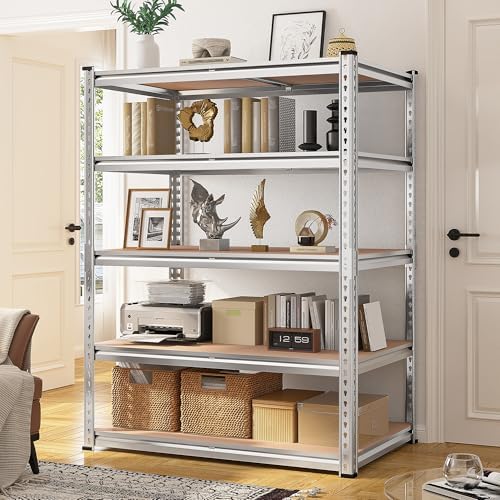 REIBII Galvanized Garage Shelving,5-Tier Metal Rack,36" W x 16" D x 72" H