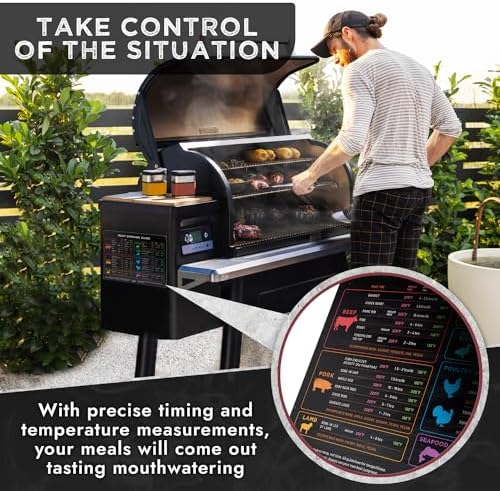 Meat Smoking Cheat Sheet Magnet - BBQ Pellet Grill Wood, Time & Temp