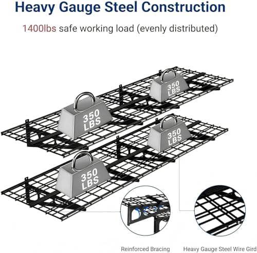 FLEXIMOUNTS 4-Pack 2x3ft Garage Shelving, 24"x72" Storage Shelves, Black