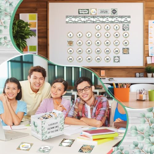 Mooliwe 461 Pcs Eucalyptus Classroom Calendar Days of The Year Set
