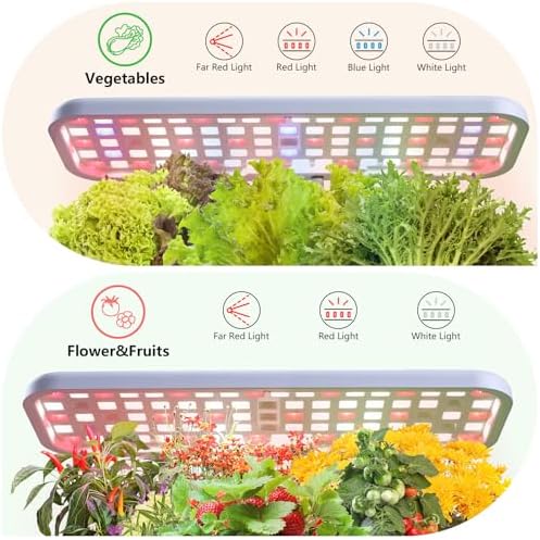 Indoor Herb Garden with Grow Light & Pots, Full Spectrum LED Planter for Kitchen Herbs & Houseplants, Height Adjustable Indoor Growing System for Home & Apartment Decor (White, 16 * 6.3 * 7.1 inch)