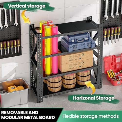 4 Tier Heavy Duty Garage Shelving,Industrial Shelving Built for Maximum Weight,Garage Storage Racks Heavy Duty Steel Shelves,Large Capacity Metal Rack for Warehouse,Shop,Basement