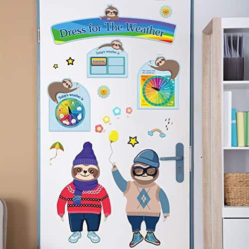 Spakon 103 Pieces Weather Chart Bulletin Board Set for Classroom Dress Weather Chart for Preschool Decoration Seasonal Bulletin Board Cutout Set for 100th Day of School Wall Decor (Cute Style)