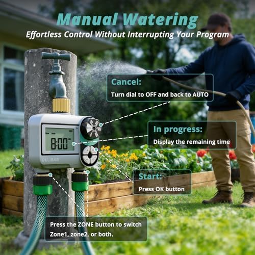 QUOBAS Brass Sprinkler Timer, 2 Pack Water Hose Timer for Garden Hose