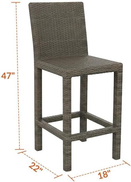 Covers & All Universal 30" Armless Bar Stools, 8 mm Oyster Flat Wicker Patio Furniture Designed for Deck and Garden Dining and Durable Outdoor Furniture for Poolside Bar (22" L x 18" W x 47" H)