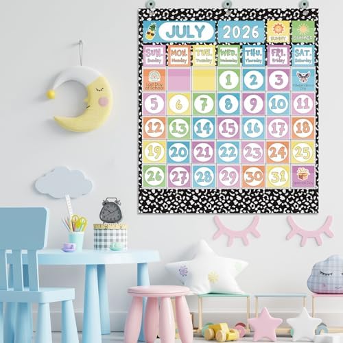 Sinload Classroom Calendar Pocket Chart Black White, Classic