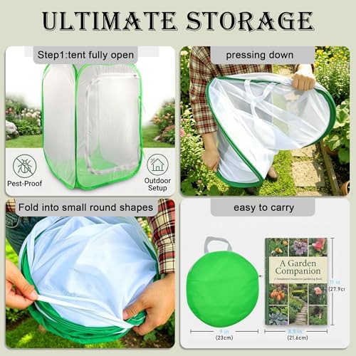 36" Garden Mesh Plant Tent Enclosure, Pop-Up Cage Plant Cover Pest Protection Guard for Fruit, Vegetables, Flowers and Herbs （24" x 24" x 36" ）