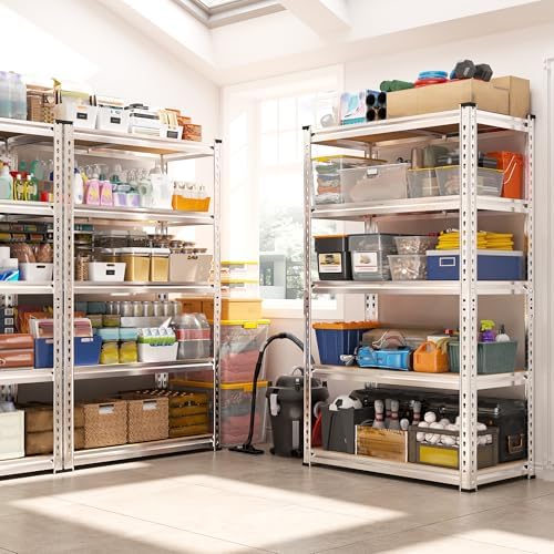 REIBII Storage Shelves 2020LBS Garage Shelving Heavy Duty Metal Shelving Adjustable 5 Tier Pantry Shelves for Garage Closet Kitchen Basement 28" W x 12" D x 59.8" H, 3 Pack