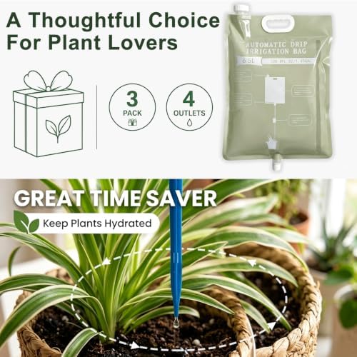 3Pcs 6.5L Automatic Vacation Plant Waterer Bag,Plant Self Watering Devices