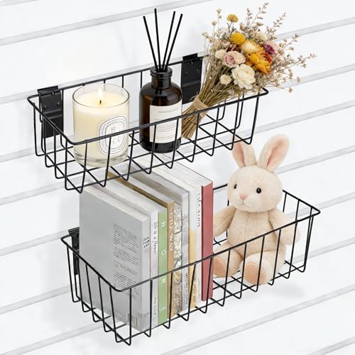 Heavy-Duty Slatwall Baskets and Hooks - Slatwall Accessories for Standard Slatwall Panels | Ideal for Organizing Garages and Workshops