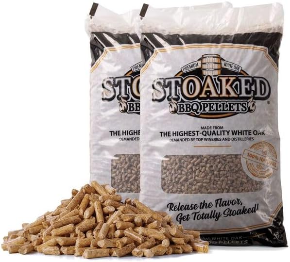 Stoaked BBQ Pellets for Smoker, 2-Pack Natural White Oak, Winter Smoker Fuel for BBQ Grill, Fireplace & Wood Stove, Traeger Grill Compatible, 40 lbs