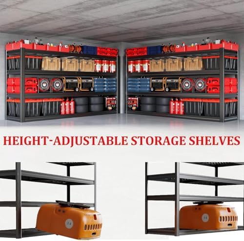 67" W Garage Shelving Heavy Duty, 36" D Garage Shelves, 68" H Adjustable Storage Shelving Unit, Commercial Metal Shelves for Warehouse, Basement, Shop, 67" W x 36" D x 68" H,2 Pack