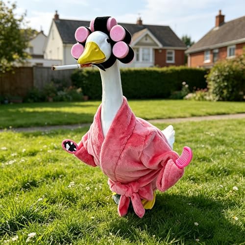 23In Lawn Goose Leopard Bathrobe Outfit Entryway Funny Decor(Pink)