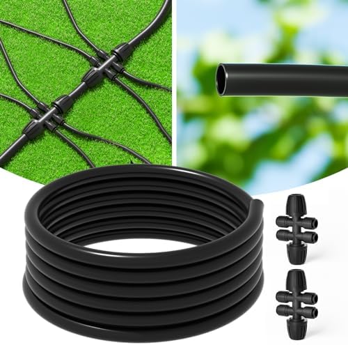 MIXC 25FT 1/2" Irrigation Tubing, 0.7" OD x 0.5" ID Hose with 2 Connectors