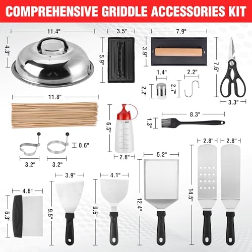 PARGRILL 128 PCS Griddle Accessories Kit - Premium Flat Top Grill Accessories Set for Blackstone & Camp Chef, Stainless Steel BBQ Tool Utensils Gift Grilling Set for Lover Outdoor Men Women dad