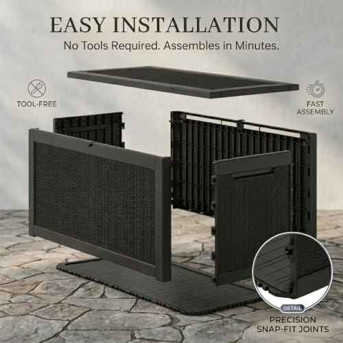 320 Gallon Outdoor Storage Box Resin Deck Box All Weather Waterproof Large Lockable Storage Container Deck Box for Patio Cushions, Garden Tools, Lockable, Black New