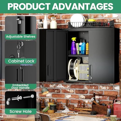Garage Cabinet System | Heavy Duty Steel All-in-One Modular Garage Cabinet Set for Ultimate Workshop Organization | Easy Assembly Garage Storage Cabinets & Tool Bench