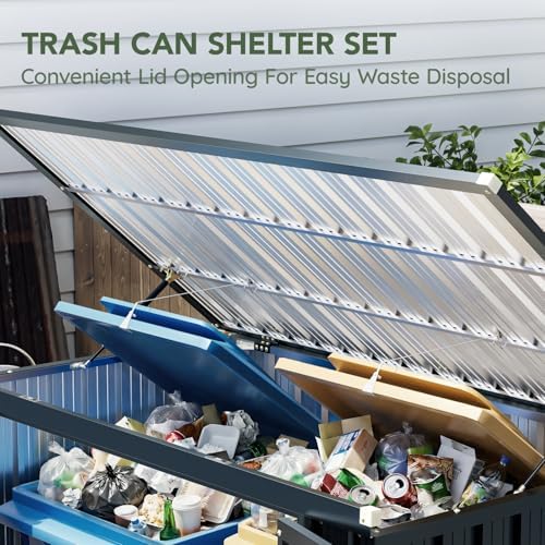 Breezz Metal Trash Can Storage Shed 6 x 3 ft