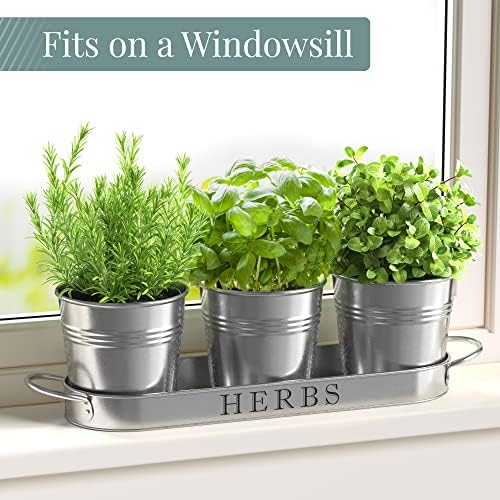 Barnyard Designs Indoor Herb Garden Planter Pots Set/3 (Galvanized)