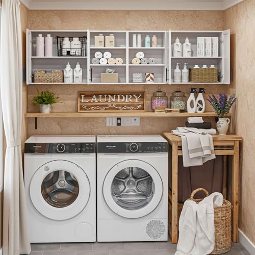 Furnaza 78.6" W Wall Cabinets for Laundry Room with Adjustable Shelf