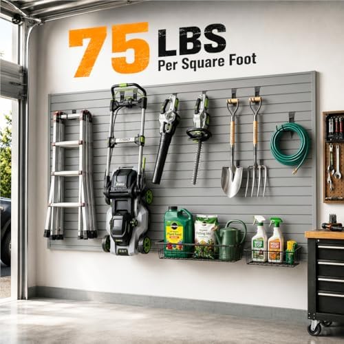 SMARTSTANDARD Gray Slatwall Panel Set, Wall Organizer for Garden Storage