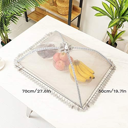 Mesh Food Cover Steel Wire Frame Foldable Mesh Screen Food Tent with Encrypted Cloth for Indoor Outdoor Dining Camping BBQ (Grey)