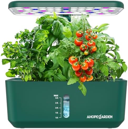 Ahopegarden Hydroponics Growing System: 10 Pods Indoor Herb Garden with LED