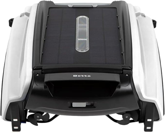 Betta SE Solar Powered Automatic Robotic Pool Surface Skimmer Cleaner with 24/7 Continuous Cleaning Battery Power and Re-Engineered Twin Salt Chlorine Tolerant Motors (White)