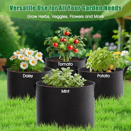 FEED GARDEN 25 Gallon Plant Grow Bags 8 Pack 300G Fabric Pots with Handles