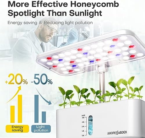 Ahopegarden Indoor Garden Hydroponics Growing System: 10 Pods Kit with LED