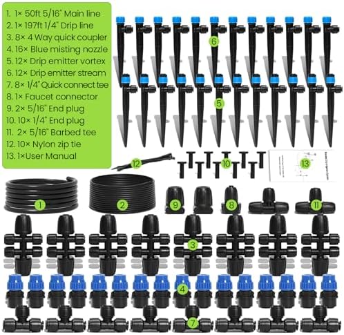 Bonviee Drip Irrigation System Kit for Garden Watering, 247FT Quick Connect