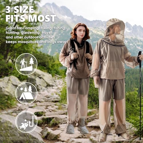 IC ICLOVER 4- Piece Mosquito Jacket, Mosquito Net Suits for Outdoor Fishing