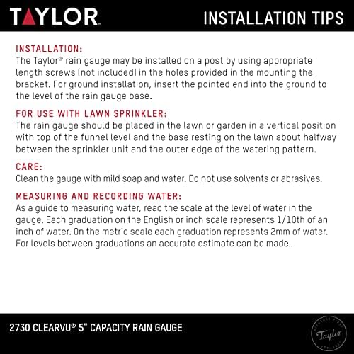 Taylor ClearVu Rain Gauge, Clear (Pack of 2)