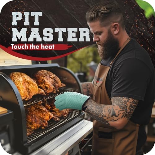 KITCHEN PERFECTION XL Silicone Smoker BBQ Gloves -Heat Resistant Oven Mitts