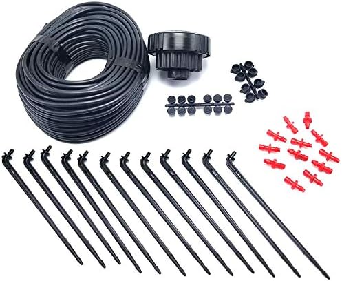(3.3 GPH) - 12 Plant Drip Grow Kit - Starter Hydroponics Irrigation Bubbler/Manifold Kit - Includes 100'ft 1/8" Distribution Tubing, Emitter Stakes, Manifold & Plugs (Pots Sold Separately) (3.3 GPH)