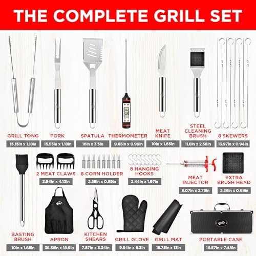Kaluns BBQ Accessories, Complete Grill Set Dad Gifts for Fathers Day, 40 Pcs Premium Heavy Duty Stainless Steel Barbecue Grill Accessories for Outdoor Grill Gifts for Men