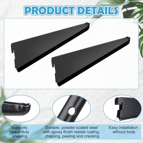 Yalikop 10 Pack Adjustable Shelf Brackets for Double Track System Closet Organization Heavy Duty Wire Shelf Brackets (Black,4.7 Inches)