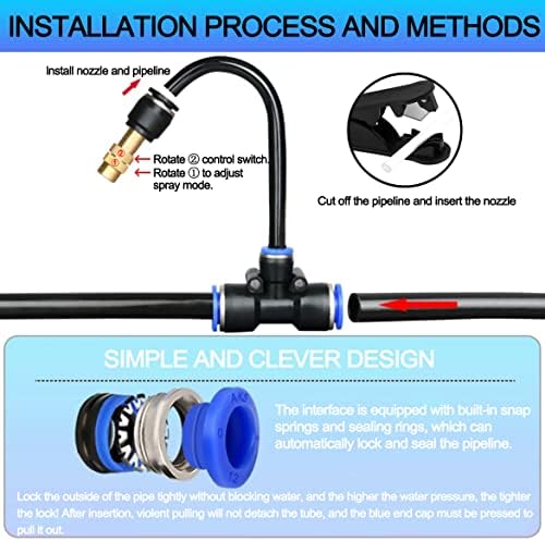 100FT Drip Irrigation Kit, Automatic Garden Watering System with Tool-Free Quick Connectors, 360° Bending Drippers & Copper Misting Nozzles for Greenhouse, Patio, Lawn & Vegetable Garden. (30M)