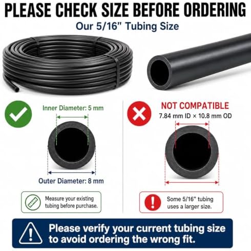 5/16 Inch Blank Drip Irrigation Tubing, 60FT Distribution Hose for Garden, Greenhouse & Raised Beds, Flexible UV-Resistant Watering Line for Drip Irrigation Systems