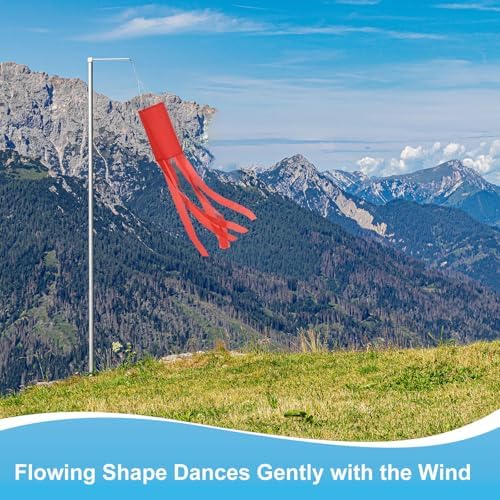 M METERXITY 1-Pack Windsock Flag, Colorful Wind Socks for Garden/Yard/Patio/Home Decor, Spring Summer Fall Winter Outdoor Hanging Decoration [39.4 in / 100cm, Red]