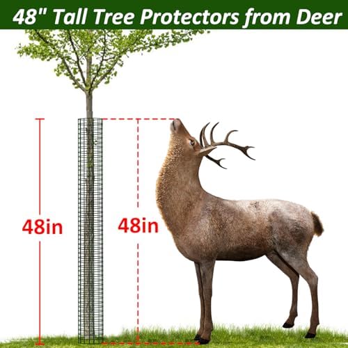 48" Metal Tree Trunk Protector, 8 Pack Mesh Tree Guards Tree Protectors with Zip Ties, Stakes, ExpandableTree Trunk Protector Guard, Tree Protectors from Deer, Mower, Animals(48",8 Pack)