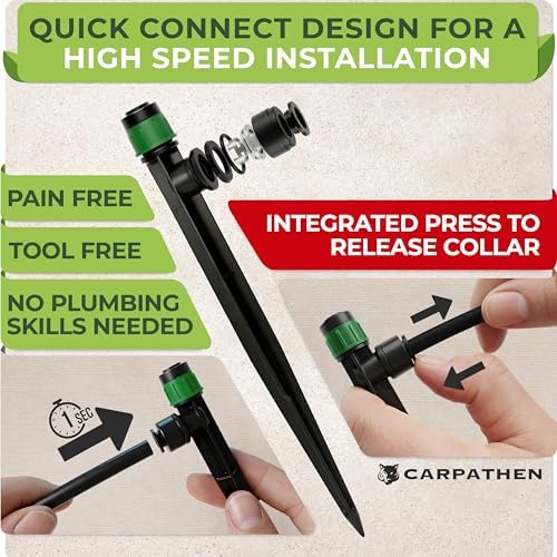 CARPATHEN Quick Connect Drip Irrigation System Kit with Sprinkler, 100 feet