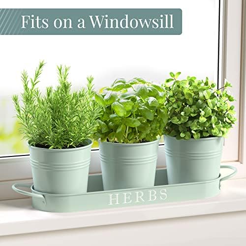 Barnyard Designs Indoor Herb Garden Planter Pots Set/3 (Soft Mint)