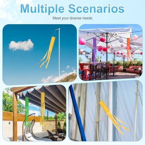 M METERXITY 1-Pack Windsock Flag, Colorful Wind Socks for Garden/Yard/Patio/Home Decor, Spring Summer Fall Winter Outdoor Hanging Decoration [59 in / 150cm, Yellow]
