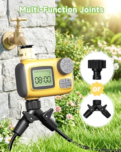 246FT Drip Irrigation System with LCD Timer, Automatic Watering System Kits,1/2 Inch Hose 1/4 Inch Distribution Tubing 3 Sprayer Types, for Garden, Greenhouse, Garden, Lawn