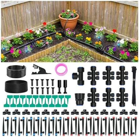 230FT Drip Irrigation Kit with 36 Adjustable Emitters, Push-Fit System