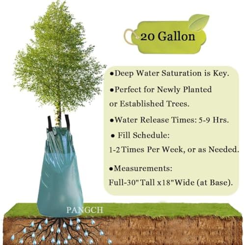 Tree Watering Bag, 20 Gallon Slow Release Tree Watering Bags-Drip Irrigation Bag for Newly Planted or Established Trees (4 Packs)