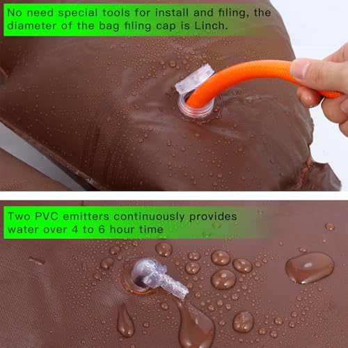 TezhiIe 3 Pack 15 Gallon Tree Watering Ring Bag, PVC Drip Irrigation Water Pouch Automatic Drip System, Watering Donuts for Trees, Deep Root & Low-Profile Slow Release Watering Bag